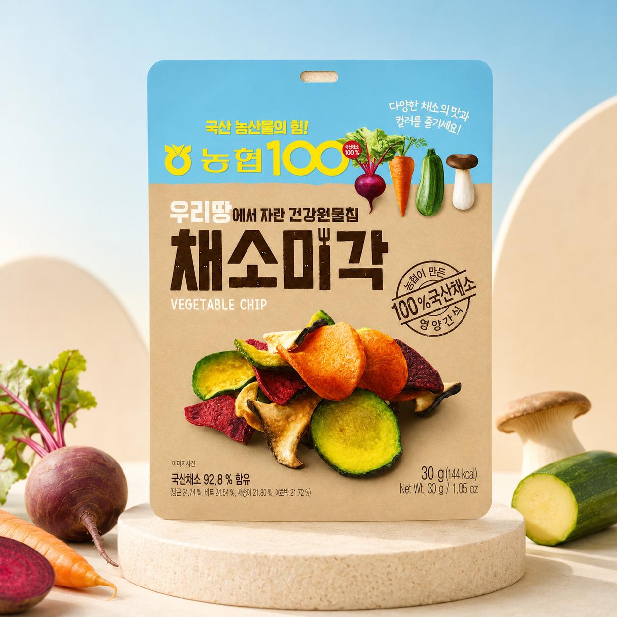 스탠딩 지퍼 파우치 제작 사례 — 채소칩 파우치